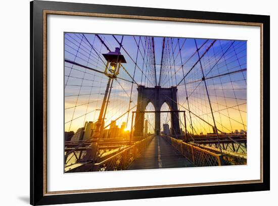 Brooklyn Bridge Sunset New York Manhattan Skyline NY NYC USA-holbox-Framed Photographic Print