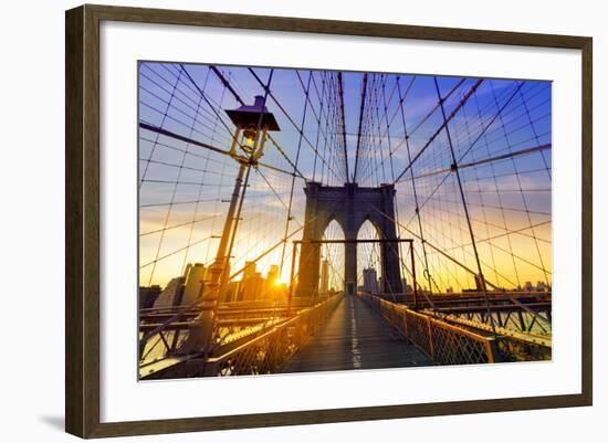 Brooklyn Bridge Sunset New York Manhattan Skyline NY NYC USA-holbox-Framed Photographic Print