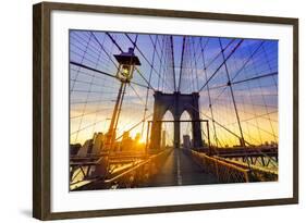 Brooklyn Bridge Sunset New York Manhattan Skyline NY NYC USA-holbox-Framed Photographic Print