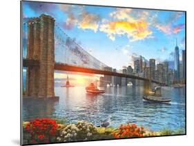 Brooklyn Bridge Sunset-Dominic Davison-Mounted Art Print