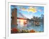 Brooklyn Bridge Sunset-Dominic Davison-Framed Art Print