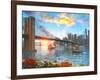 Brooklyn Bridge Sunset-Dominic Davison-Framed Art Print