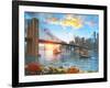 Brooklyn Bridge Sunset-Dominic Davison-Framed Art Print