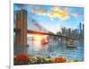 Brooklyn Bridge Sunset-Dominic Davison-Framed Art Print