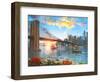 Brooklyn Bridge Sunset-Dominic Davison-Framed Art Print