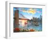 Brooklyn Bridge Sunset-Dominic Davison-Framed Art Print