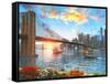 Brooklyn Bridge Sunset-Dominic Davison-Framed Stretched Canvas