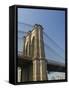 Brooklyn Bridge Tower and Lower Manhattan-Tom Grill-Framed Stretched Canvas