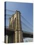 Brooklyn Bridge Tower and Lower Manhattan-Tom Grill-Stretched Canvas