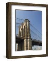 Brooklyn Bridge Tower and Lower Manhattan-Tom Grill-Framed Photographic Print