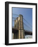 Brooklyn Bridge Tower and Lower Manhattan-Tom Grill-Framed Photographic Print