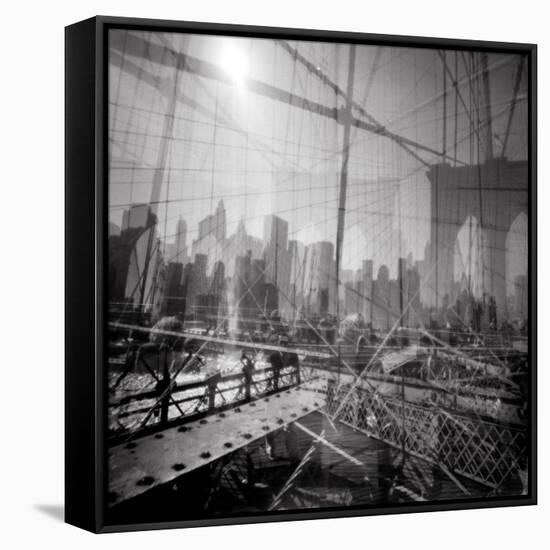 Brooklyn Bridge Triple-Evan Morris Cohen-Framed Stretched Canvas