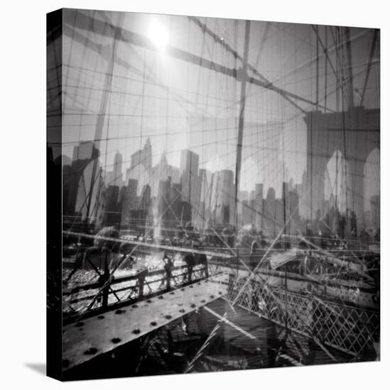 Brooklyn Bridge Triple-Evan Morris Cohen-Stretched Canvas