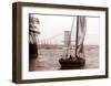 Brooklyn Bridge Under Construction, c.1877-null-Framed Art Print