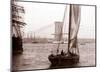 Brooklyn Bridge Under Construction, c.1877-null-Mounted Art Print