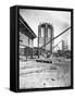 Brooklyn Bridge under Construction-null-Framed Stretched Canvas