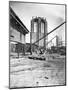 Brooklyn Bridge under Construction-null-Mounted Photographic Print