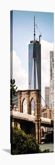 Brooklyn Bridge View and One World Trade Center, Modern Sepia, Manhattan, NYC-Philippe Hugonnard-Stretched Canvas