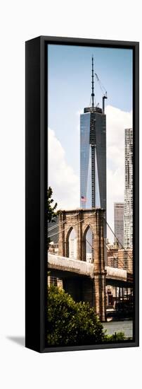 Brooklyn Bridge View and One World Trade Center, Modern Sepia, Manhattan, NYC-Philippe Hugonnard-Framed Stretched Canvas