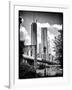 Brooklyn Bridge View with One World Trade Center, Black and White Photography, Manhattan, NYC, US-Philippe Hugonnard-Framed Art Print