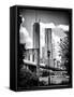 Brooklyn Bridge View with One World Trade Center, Black and White Photography, Manhattan, NYC, US-Philippe Hugonnard-Framed Stretched Canvas