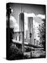 Brooklyn Bridge View with One World Trade Center, Black and White Photography, Manhattan, NYC, US-Philippe Hugonnard-Stretched Canvas