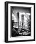 Brooklyn Bridge View with One World Trade Center, Black and White Photography, Manhattan, NYC, US-Philippe Hugonnard-Framed Art Print