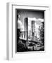 Brooklyn Bridge View with One World Trade Center, Black and White Photography, Manhattan, NYC, US-Philippe Hugonnard-Framed Art Print