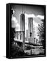 Brooklyn Bridge View with One World Trade Center, Black and White Photography, Manhattan, NYC, US-Philippe Hugonnard-Framed Stretched Canvas