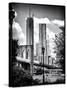 Brooklyn Bridge View with One World Trade Center, Black and White Photography, Manhattan, NYC, US-Philippe Hugonnard-Stretched Canvas