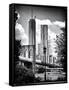 Brooklyn Bridge View with One World Trade Center, Black and White Photography, Manhattan, NYC, US-Philippe Hugonnard-Framed Stretched Canvas