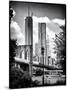 Brooklyn Bridge View with One World Trade Center, Black and White Photography, Manhattan, NYC, US-Philippe Hugonnard-Mounted Art Print