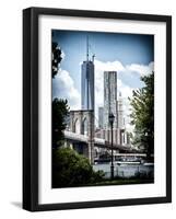 Brooklyn Bridge View with One World Trade Center, Vintique Colors, Manhattan, New York City, US-Philippe Hugonnard-Framed Photographic Print