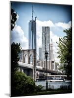 Brooklyn Bridge View with One World Trade Center, Vintique Colors, Manhattan, New York City, US-Philippe Hugonnard-Mounted Photographic Print