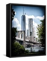 Brooklyn Bridge View with One World Trade Center, Vintique Colors, Manhattan, New York City, US-Philippe Hugonnard-Framed Stretched Canvas