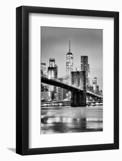 Brooklyn Bridge with 1 World Trade Centre in the background. New York City-Ed Hasler-Framed Photographic Print