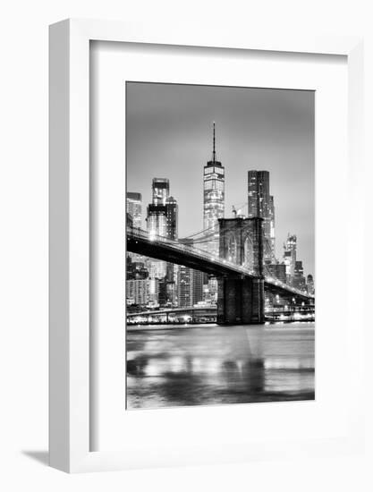 Brooklyn Bridge with 1 World Trade Centre in the background. New York City-Ed Hasler-Framed Photographic Print