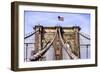 Brooklyn Bridge with Flag-Bill Carson Photography-Framed Art Print