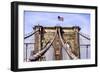 Brooklyn Bridge with Flag-Bill Carson Photography-Framed Art Print