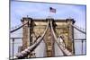 Brooklyn Bridge with Flag-Bill Carson Photography-Mounted Art Print