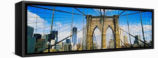 Brooklyn Bridge with Freedom Tower, New York City, New York State, USA-null-Framed Stretched Canvas