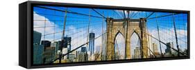 Brooklyn Bridge with Freedom Tower, New York City, New York State, USA-null-Framed Stretched Canvas