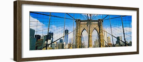Brooklyn Bridge with Freedom Tower, New York City, New York State, USA-null-Framed Photographic Print