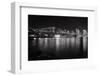 Brooklyn Bridge with Lower Manhattan at Night, Brooklyn New York City-George Oze-Framed Photographic Print