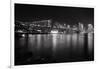 Brooklyn Bridge with Lower Manhattan at Night, Brooklyn New York City-George Oze-Framed Photographic Print