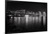 Brooklyn Bridge with Lower Manhattan at Night, Brooklyn New York City-George Oze-Framed Photographic Print