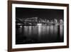 Brooklyn Bridge with Lower Manhattan at Night, Brooklyn New York City-George Oze-Framed Photographic Print