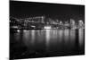 Brooklyn Bridge with Lower Manhattan at Night, Brooklyn New York City-George Oze-Mounted Photographic Print