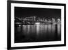 Brooklyn Bridge with Lower Manhattan at Night, Brooklyn New York City-George Oze-Framed Photographic Print