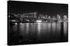Brooklyn Bridge with Lower Manhattan at Night, Brooklyn New York City-George Oze-Stretched Canvas